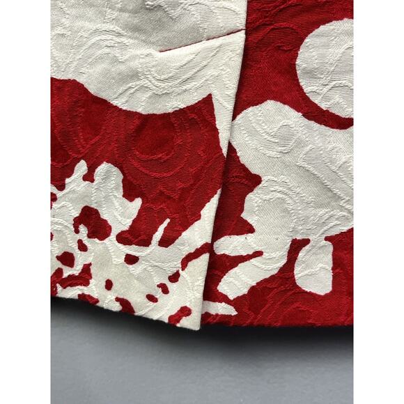 TALBOTS Pencil Skirt Womens 2P Petite Red Floral Bold Embossed Back zipper - Picture 6 of 8